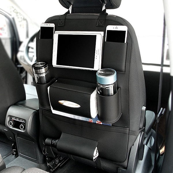Black Car Seat Back Multi-Pocket Leather Storage Bag Organizer Holder Wallets DY 